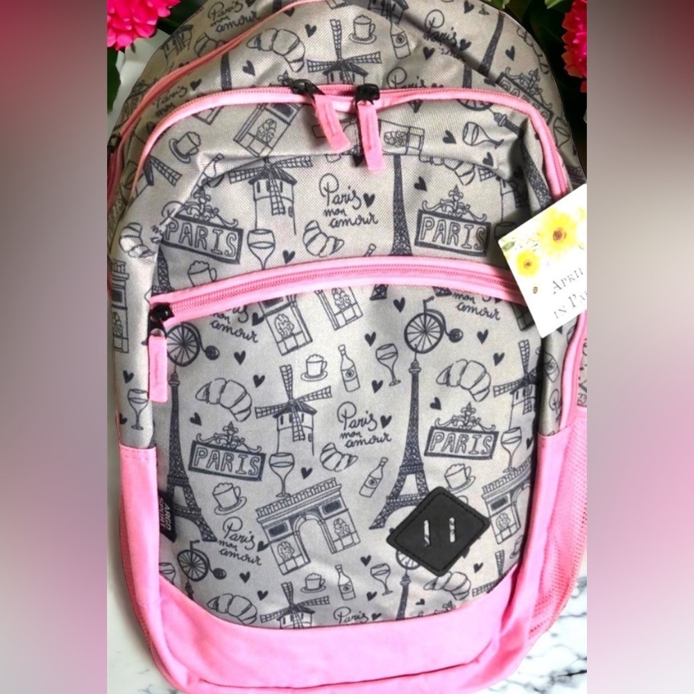 Paris Eiffel Tower Canvas Backpack NWT Adult Size